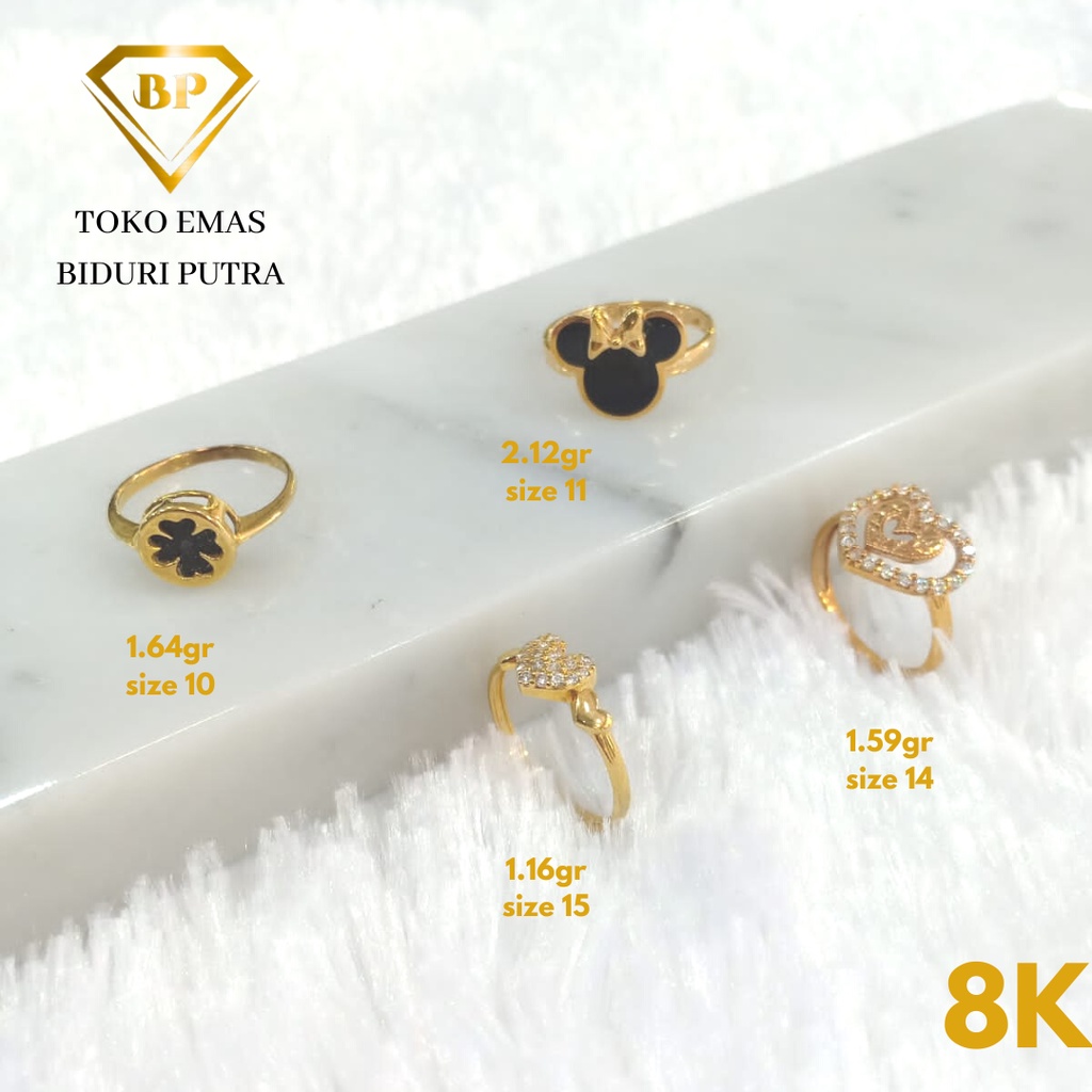 Cincin Solitaire Variasi Permata Emas Kuning Asli Kadar 8K/375 toko emas biduri putra