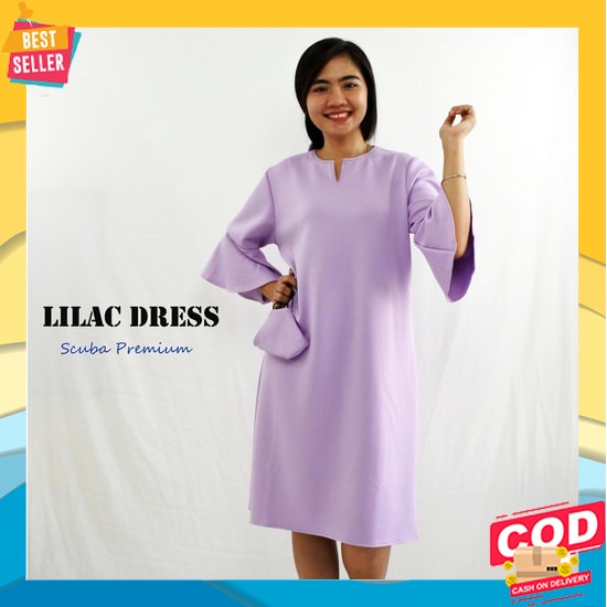 Clarene Baju Sabrina Dress Sabrina Full Karet Dress Wanita Korea Fwg D Lilac Dress Pakaian Wanita/