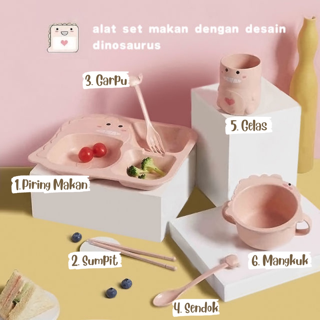 Set Tempat Makan Anak Set 6 in 1 Set Peralatan Makan Anak Kotak Makan Anak Karakter Set Tempat Makan Anak Karakter Baby Feeding Set Baby Alat Tempat Makan Bayi Perlengkapan Makan Bayi Set Peralatan Makan Bayi Set