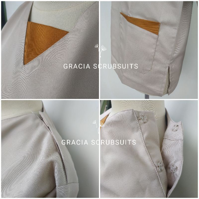 GRACIA SCRUBSUITS - baju jaga / baju ok / oka / scrub jaga malam jamal list warna penutup dada MURAH