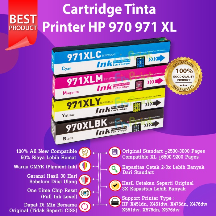 Cartridge Tinta HP 970 971 XL 970XL 971XL Compatible X451dn X476dw 576