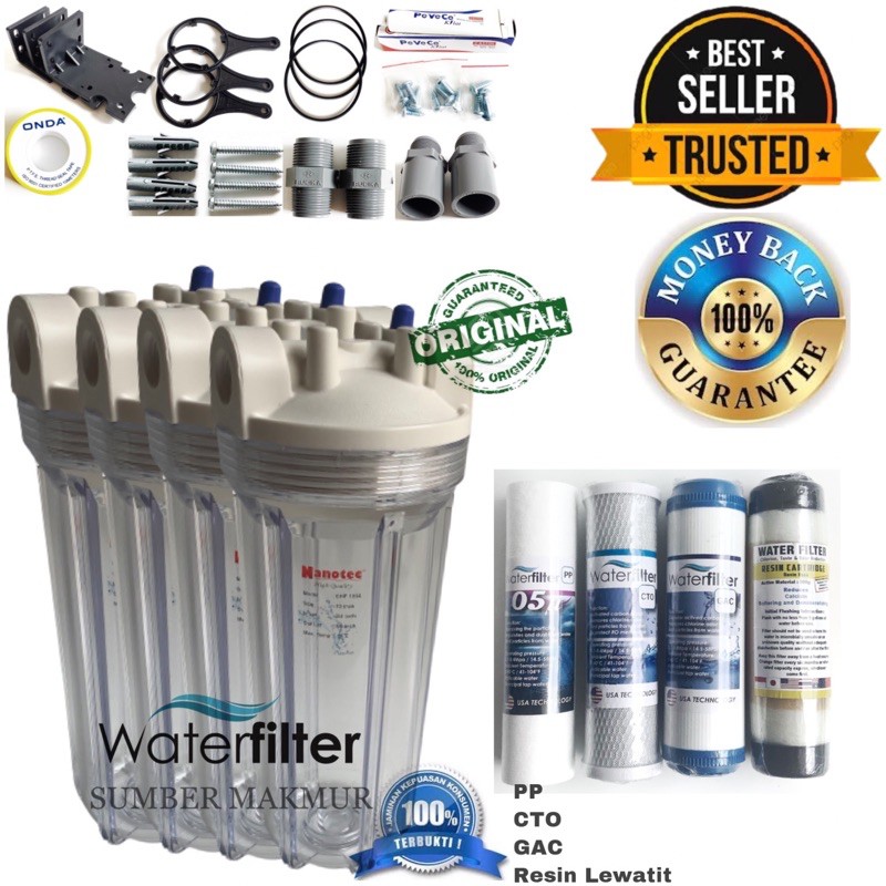 Paket Filter Air Sumur 4 Housing Water Filter Kapur