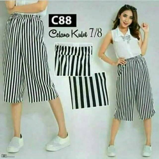 (paket hemat 2 pc) Kulot salur panjang jumbo n kulot salur pendek jumbo