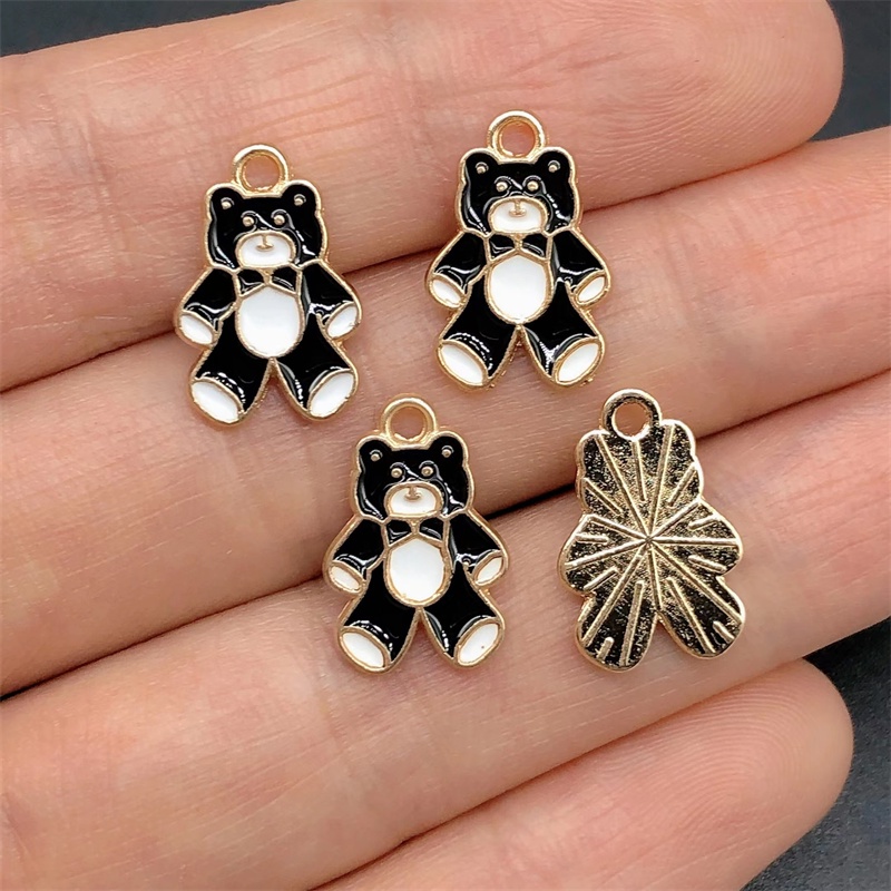 4pcs Liontin Bentuk Beruang Bahan Alloy Untuk Membuat Perhiasan Anting