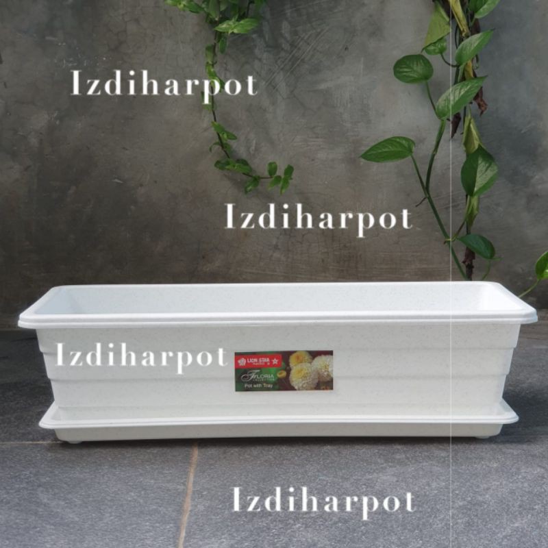 pot bunga  panjang  putih  lion star trivetto M 41cm 