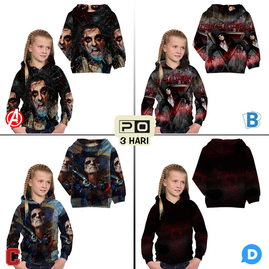 Jaket Hoodie Alice Cooper SKU-7434105032025 Alice Cooper Band Hoodie Anak Bahan Polyester Casual Uni