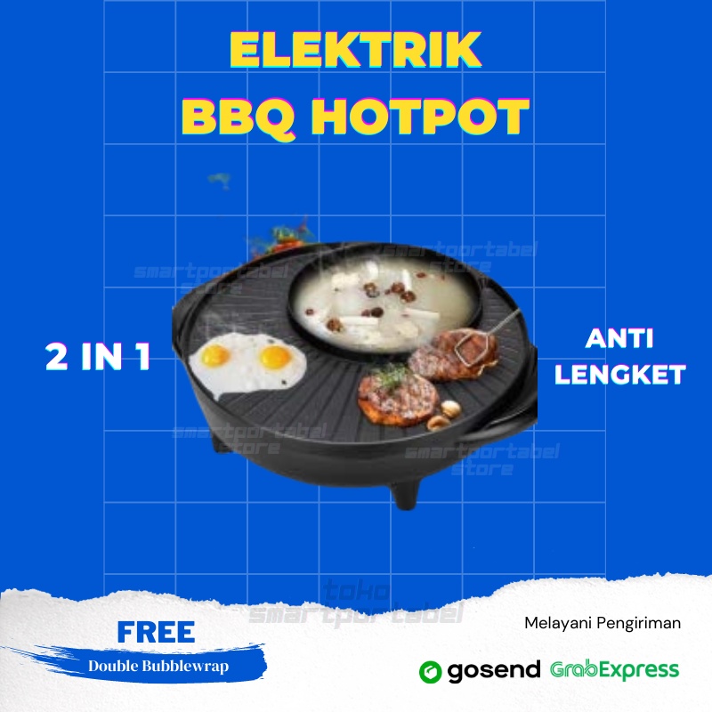Panci Hotpot Shabu BBQ Grill Suki Elektrik Pan Pemanggang Panggangan Listrik 2in1 Multifungsi