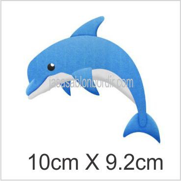 Emblem Badge Bordir Ikan Dolphin ukurannya 10cm X 9.2cm