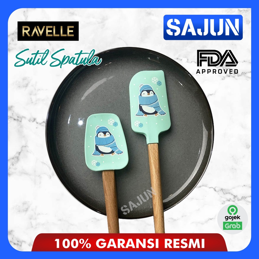 RAVELLE Sutil Set of 2 Peralatan Masak Sutil Spatula 6 Motif Menarik