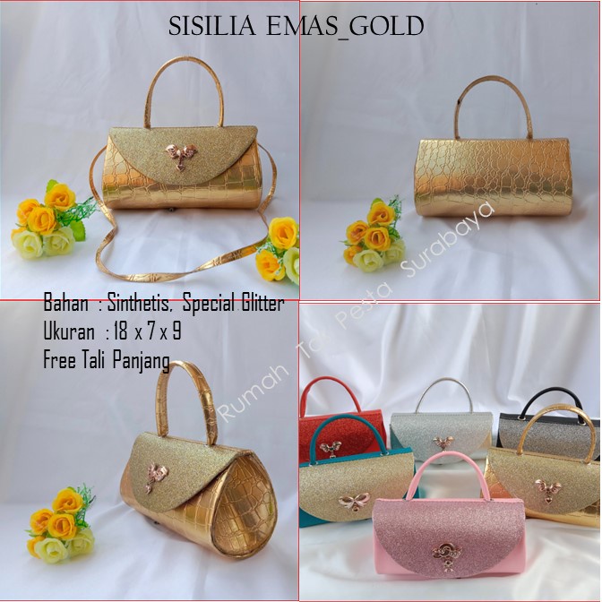 Tas Pesta,Tas Kecil,Tas Imut,SISILIA EMAS_GOLD