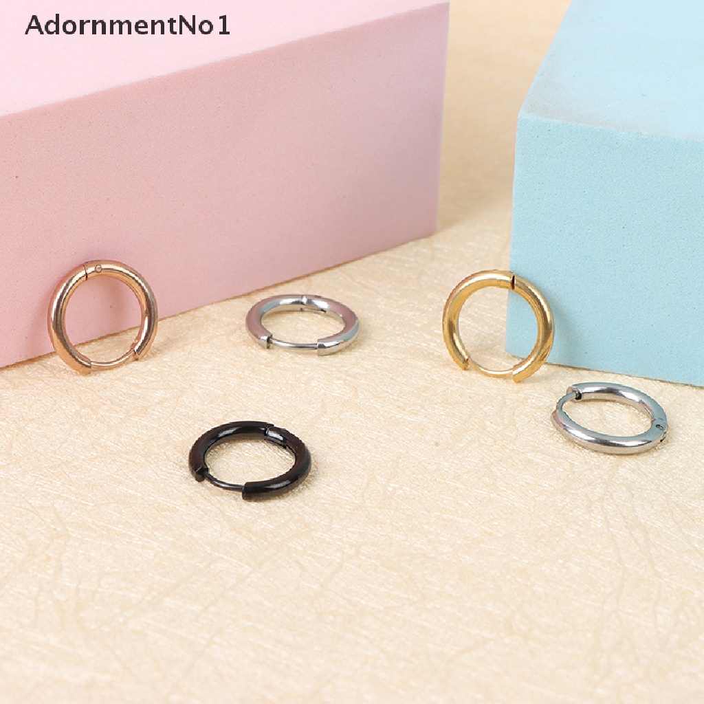 (AdornmentNo1) 5pcs / lot Anting Bulat Geometri Bahan Stainless Steel Untuk Wanita