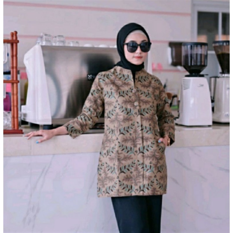 Baju Batik Wanita Bahan Katun Baturaden / Batik Wanita ModelTunik Motif Daun Best Seller