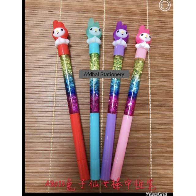 

Gliter gel pen melodi model air warna warni baru 12 pcs