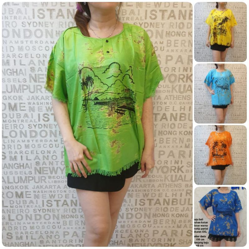 baju Bali pantai katun XL dasar warna dewasa