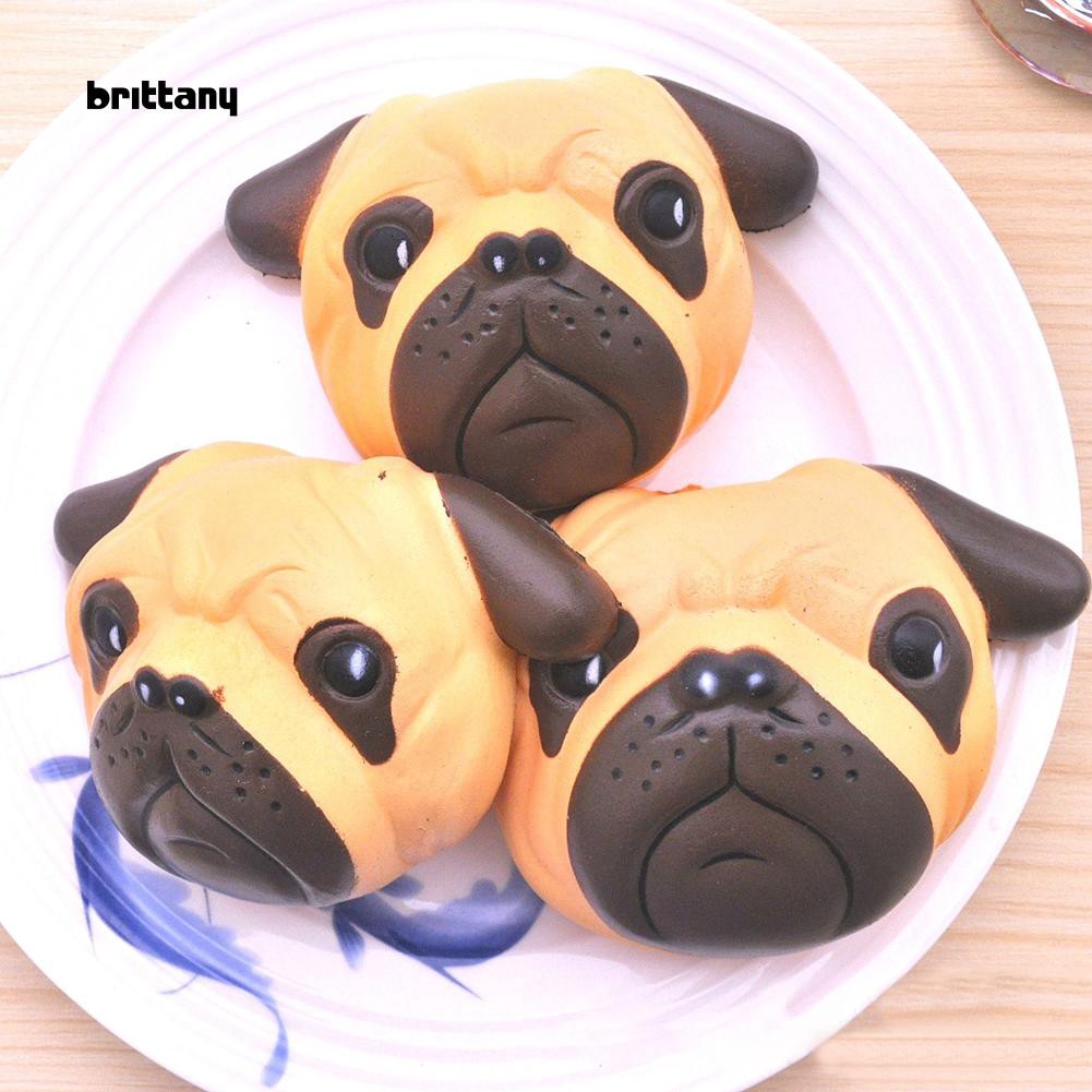 Mainan Squishy Model Slow Rising Bahan PU Elastis Bentuk Kepala Anjing Bulldog Untuk Pereda Stress