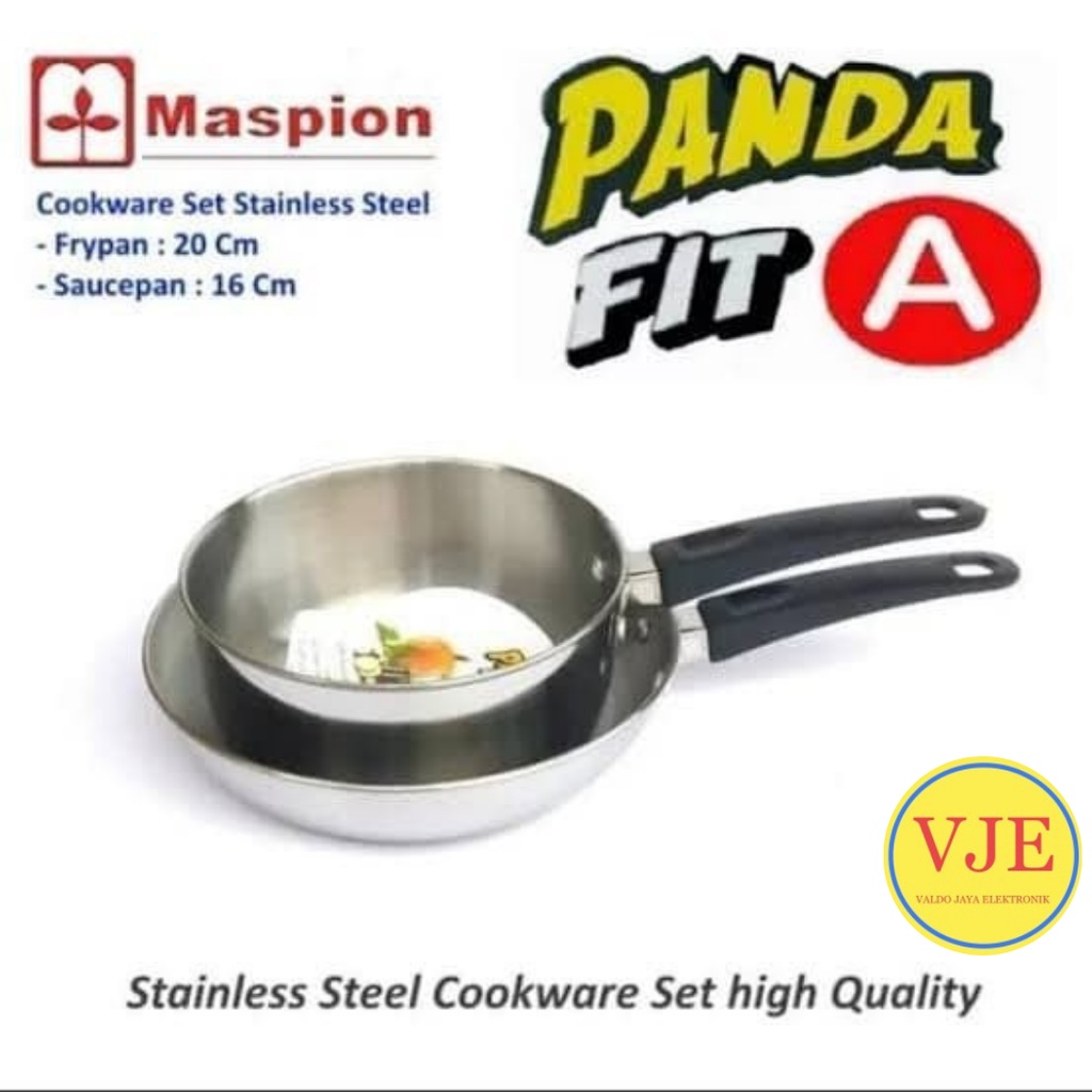 Maspion Maxim Panda Fit A Panci Set Sauce Pan 16cm & Fry Pan 20cm ORI