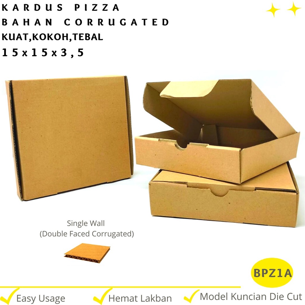 Kardus Brownies Corrugated Die Cut E-flute (BPZ1A-15X15X3.5 Cm)