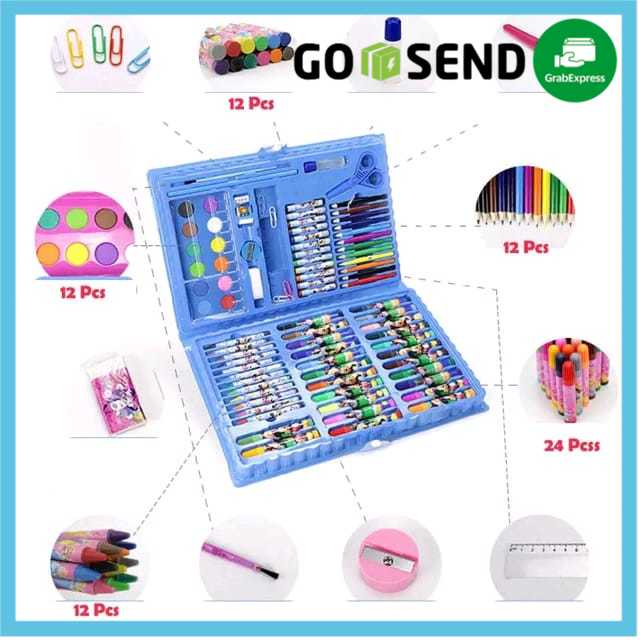 

(ILLIYYIN) COLOURING Set 86 pcs Pensil Warna Crayon set Stationary Kado anak