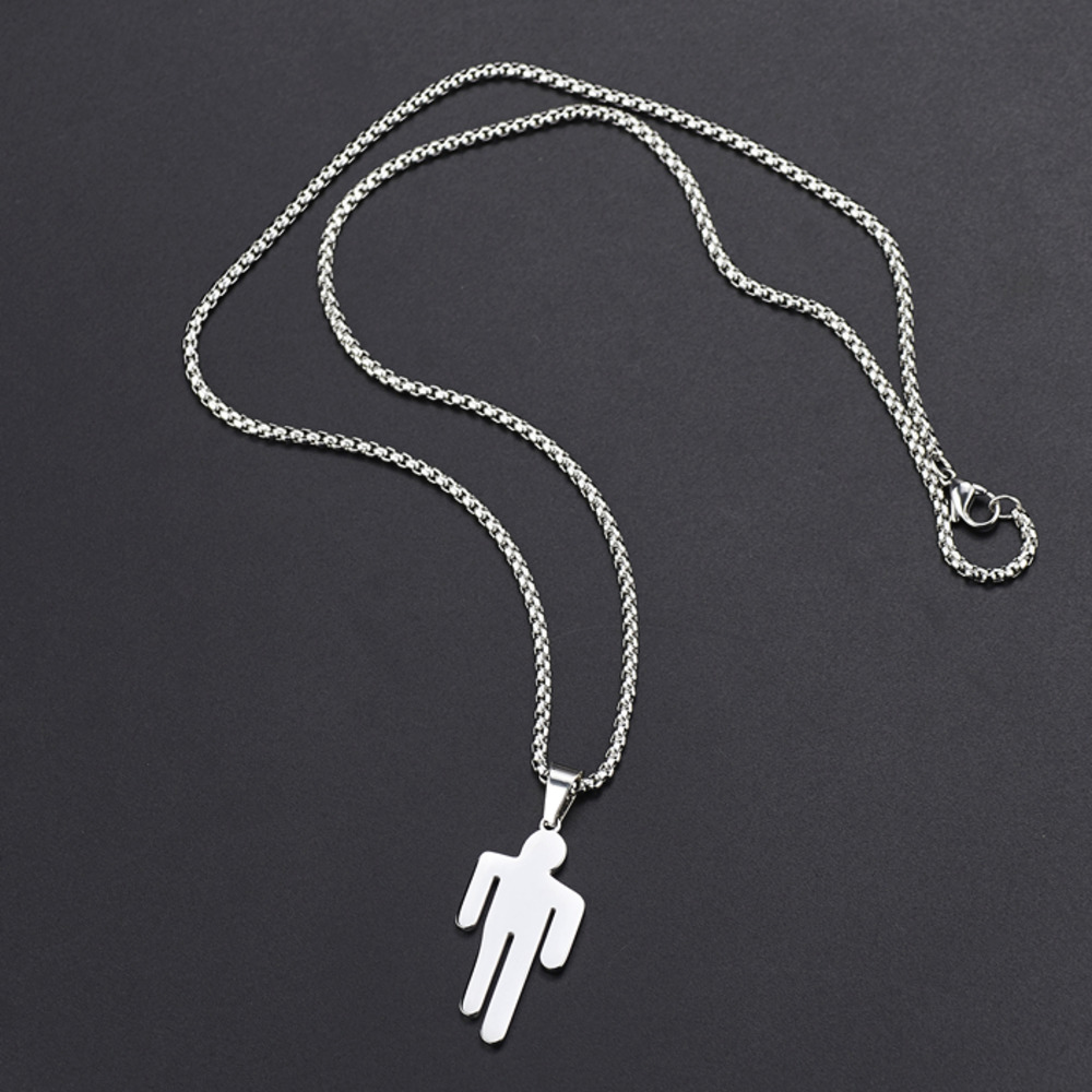 Kalung Rantai Dengan Liontin Billie Eilish Bahan Titanium Steel