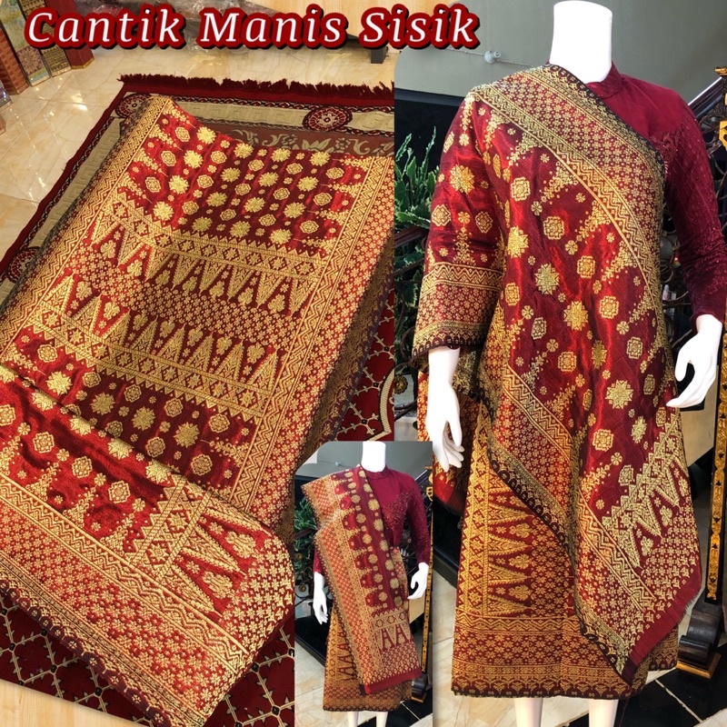 Songket Cantik Manis Sisik Merah  / Songket Tenun Palembang asli Tenun Tangan ilham Songket
