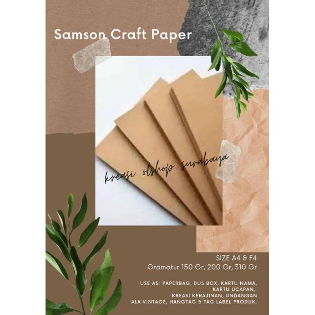 

Kertas Samson / Samson Craft Paper [LOKAL] 200 GR - READY STOK