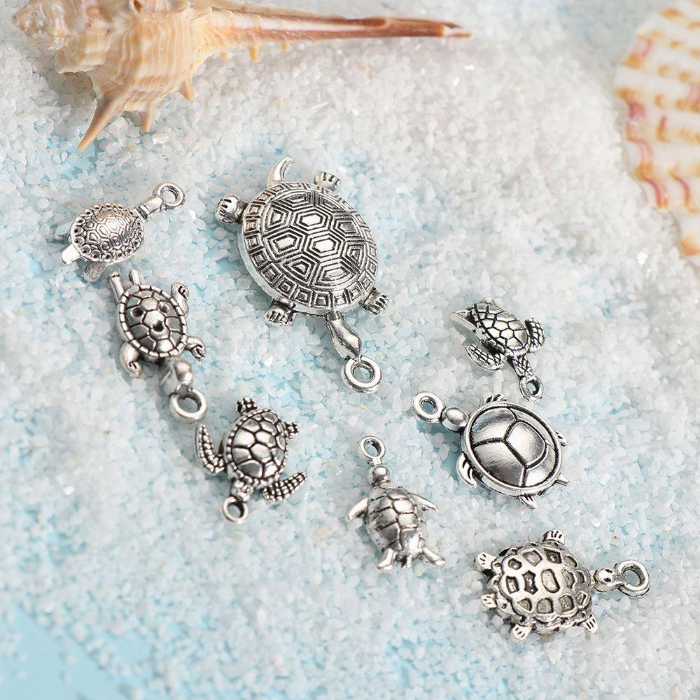 ❈ROWAN❈ 16pcs Antique Silver Tortoise Charms Crafts Making Findings Sea Turtle Pendant Jewelry Ocean Alloy Decorative Pretty Beads