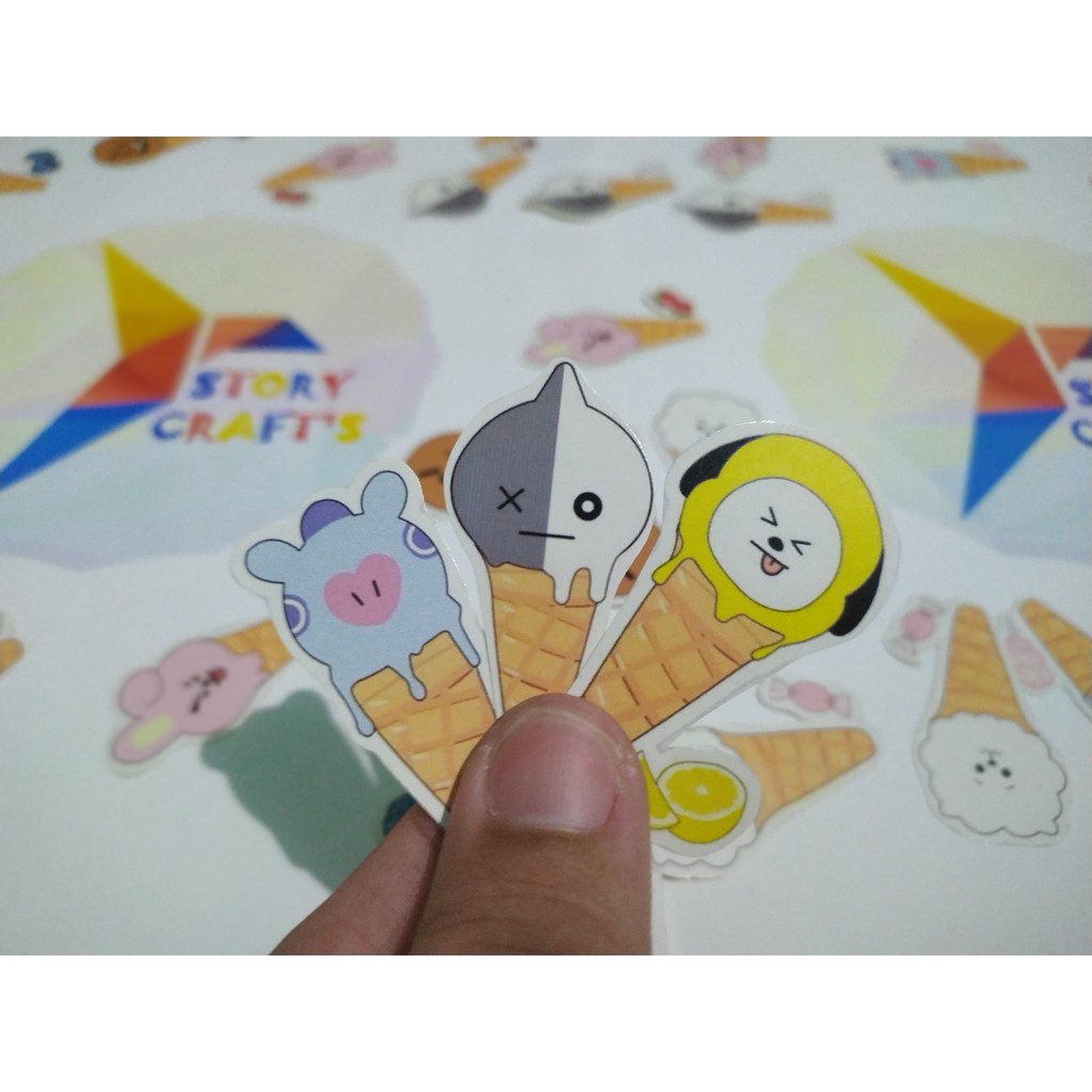 

Sticker Ice Cream BT 21 Lucu Imut Bahan Glosy Chromo Murah