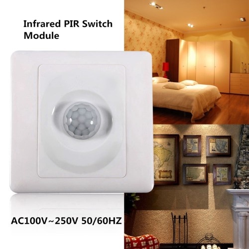 Saklar Dinding Sensor Gerak PIR Adjustable Switch Lampu Kipas Otomatis Infra gerakan Sensor Infrared Automatic Smart Home