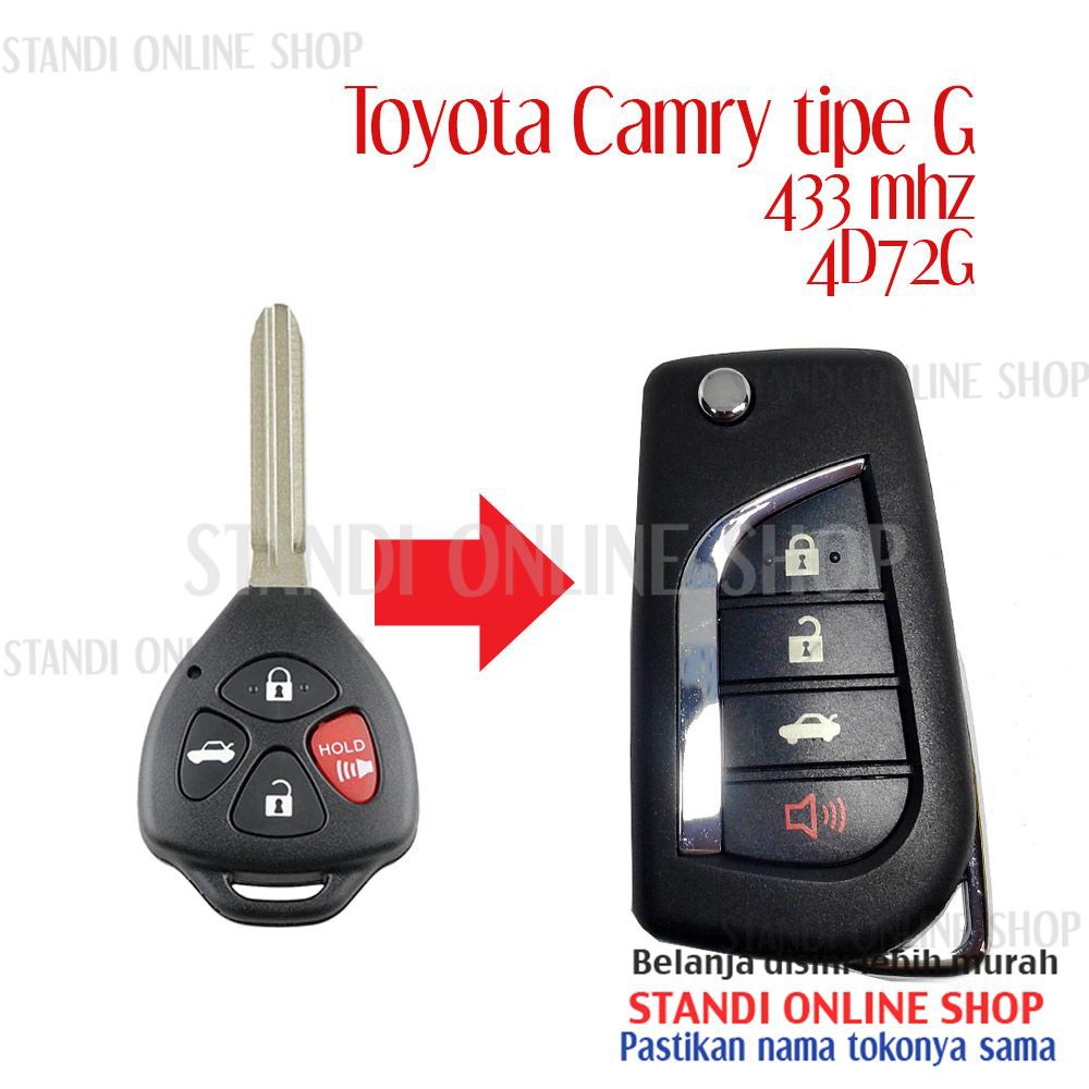 Remote Set Lengkap Model Kunci Lipat Flip Key Toyota Camry tipe G