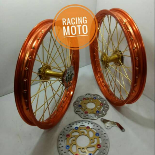 SEPAKET VELG BK ORIGINAL THAILAND SONIC150-SUPRA X125 TROMOL BECAK RING17X160-140+CAKRAM STEL VELG