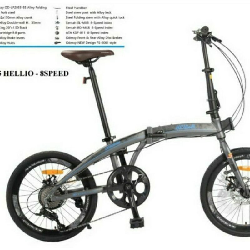 Sepeda lipat Odessy Helio 8 speed