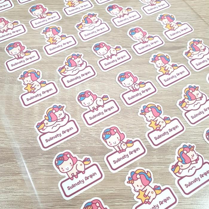 

stiker label nama anak unicorn waterproof high quality isi 35