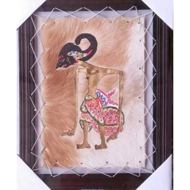 TERMURAH! LUKISAN WAYANG KULIT ARJUNA JANAKA UKURAN 70x50 cm BAHAN KULIT KAMBING ASLI HIASAN DINDING