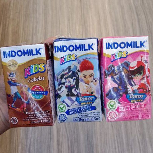 

Indomilk KIDS susu UHT COKLAT/ VANILA/ STROBERI 115ml.