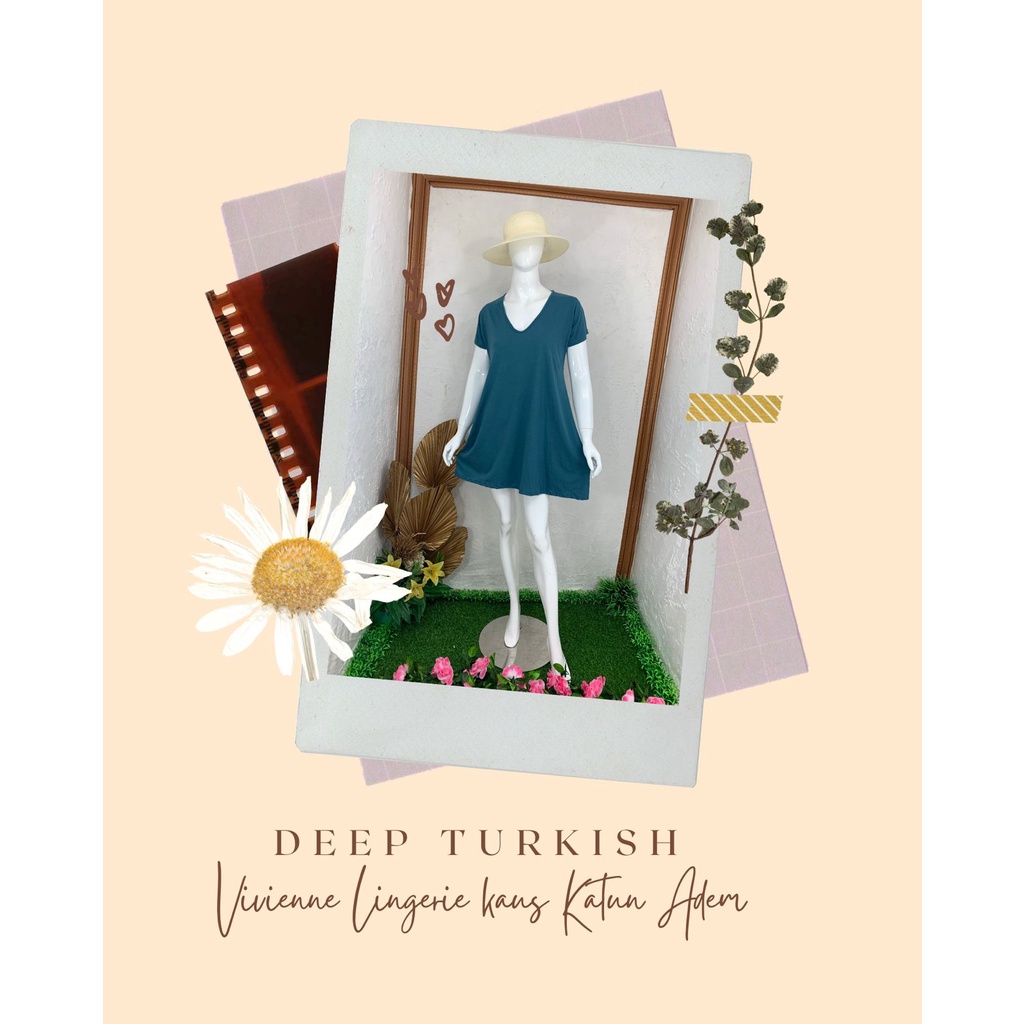 Lingerie Katun Vivienne Baju Tidur Sleepwear Adem by Gerai Cantik Official Store-Deep turkish