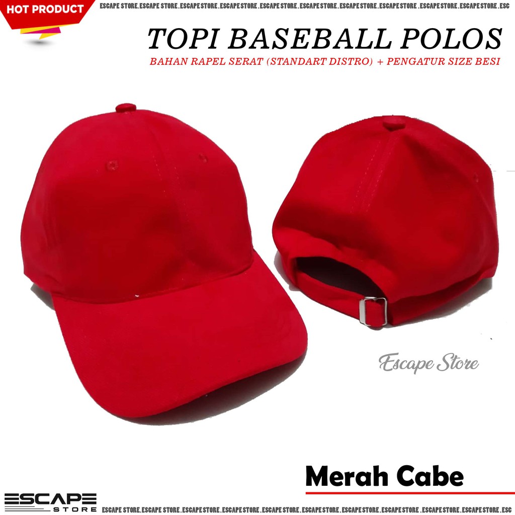 Topi Baseball Polos / Topi Distro Murah / Topi Pria Wanita - Merah