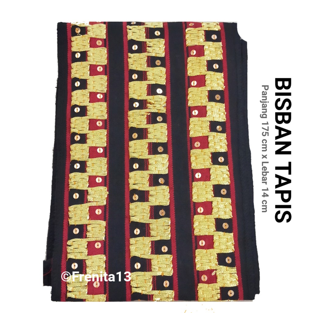 [BISA COD] Bisban / Selendang / List Tapis Khas Lampung asli Sulaman-Catur Hitam