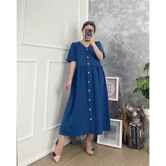 CAMILA MIDI DRESS CASUAL DRESS CEWEK KATUN LINEN BUSUI FRIENDLY / MAXI DRESS LINEN IMPORT BUMIL FRIE