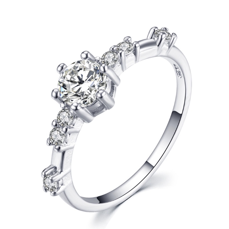 Cincin 925 Sterling Silver Lapis Emas Emas Asli Kadar 375Hias 7 Berlian Kecil Gaya Jepang