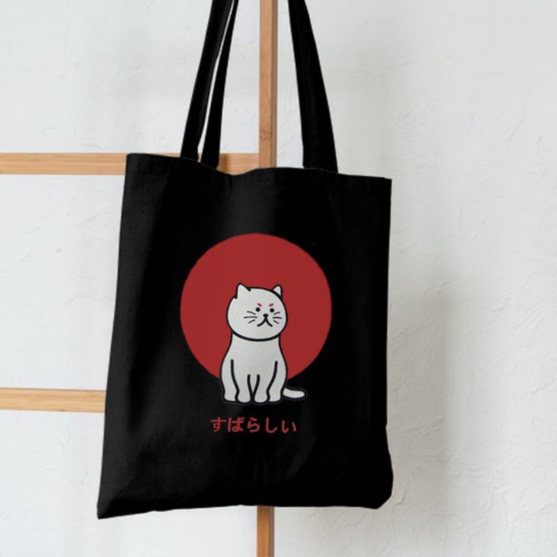 Totebag Wanita Pakai Resleting Totebag Hitam &amp; Cream