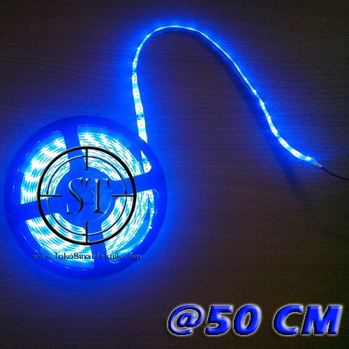 Led Strip Tempel Anti Air 1 Meter 60 Led 3528 Biru Plus 3M Stricker Input DC 12V Lampu Mobil Motor  Harga Untuk 50cm