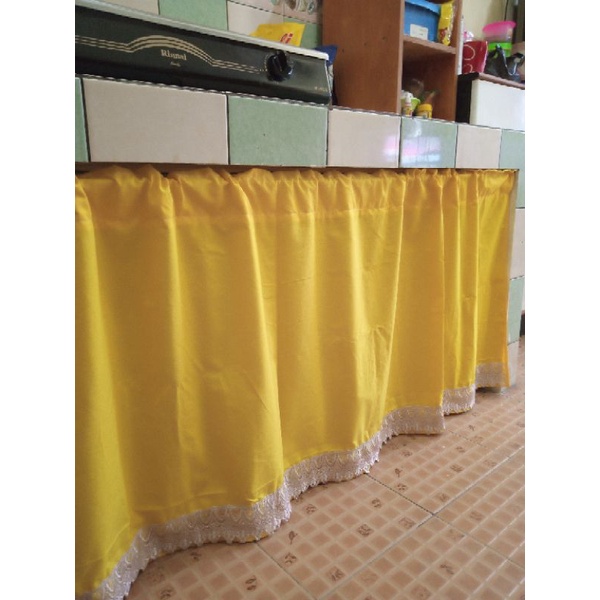 gorden tirai hirdeng kolong dapur kuning polos