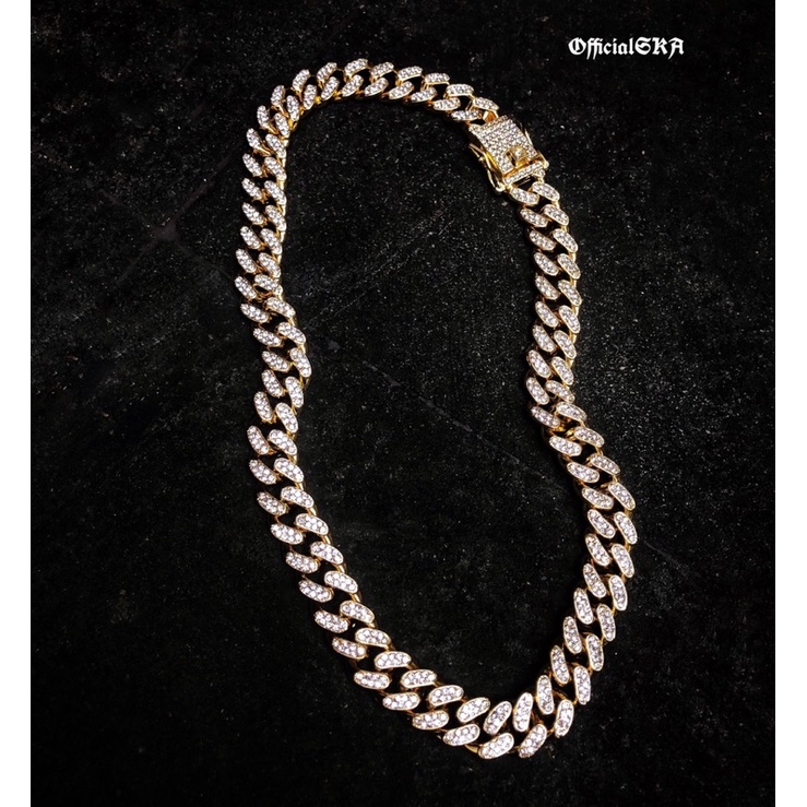 DIAMOND ICED GOLD NECKLACE ( KALUNG ICED OUT EMAS PRIA RAPPER SKA JEWELRY TERBAIK KUALITAS )