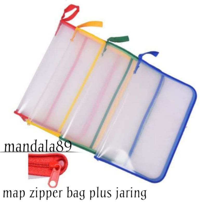 

Map zipper bag resleting + jaring - folio
