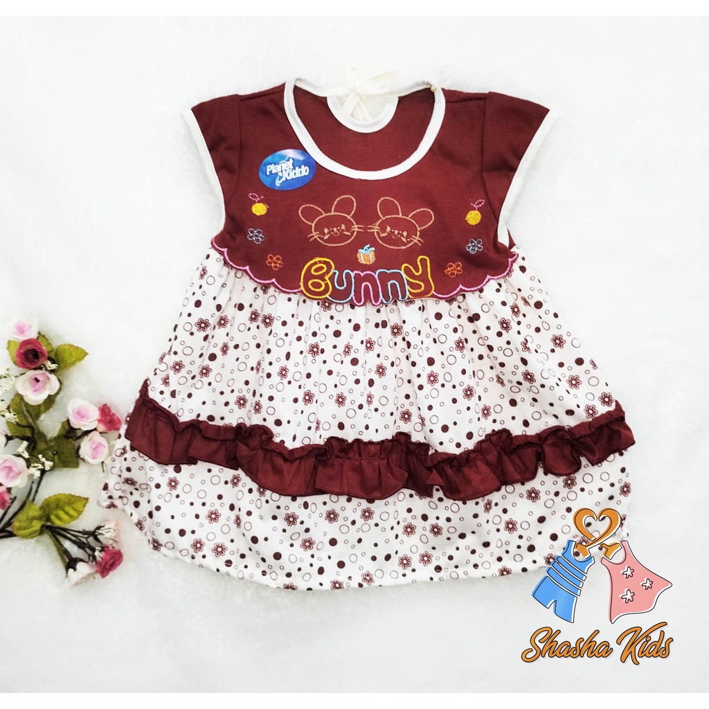 [L 04] Baju Bayi Perempuan/ Dress Bayi Perempuan Planet Kids usia 3-9 bln