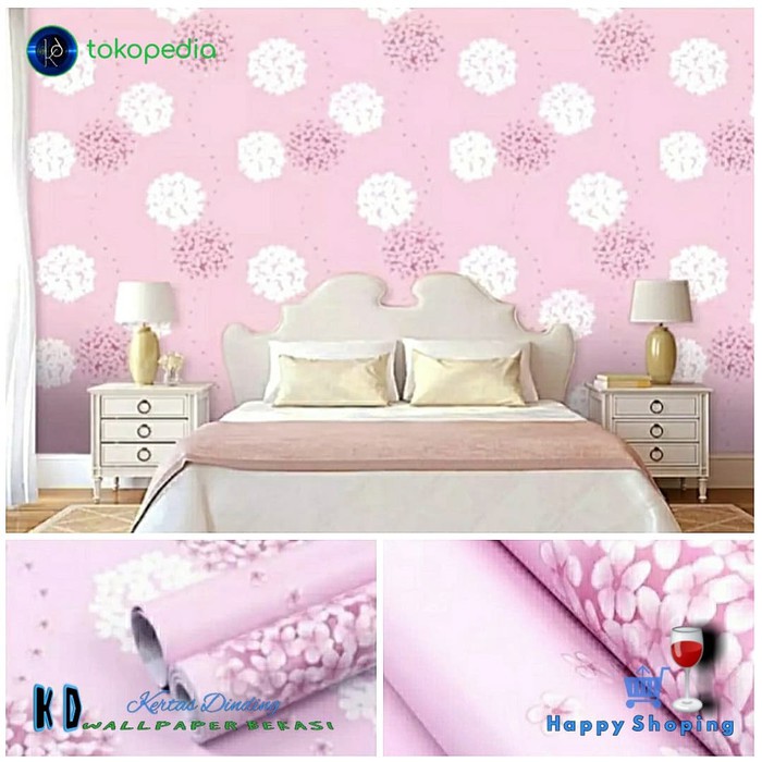 Wallpaper Sticker Dinding Bunga Dandellion Pink 45cm x10m