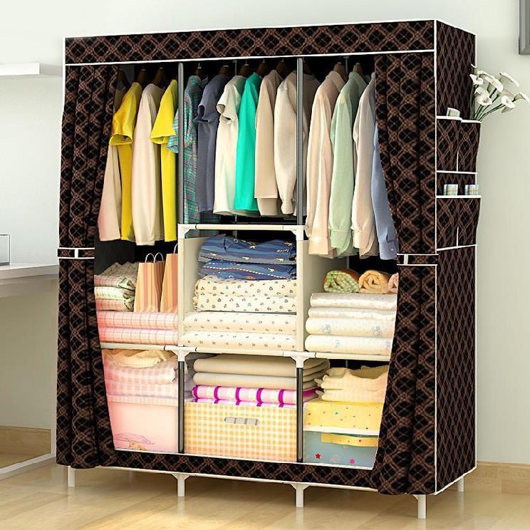 LEMARI BAJU PORTABLE BESAR 3 RUANG / LEMARI PAKAIAN /LEMARI JUMBO / CLOTH RACK