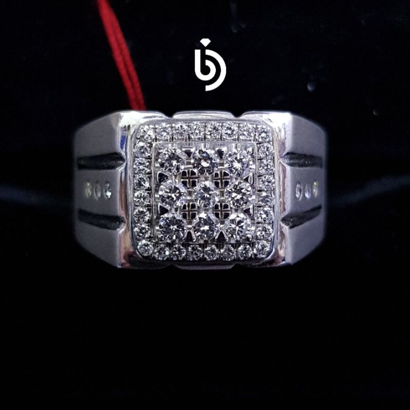 Cincin pria perak palladium berlian eropa asli natural diamond