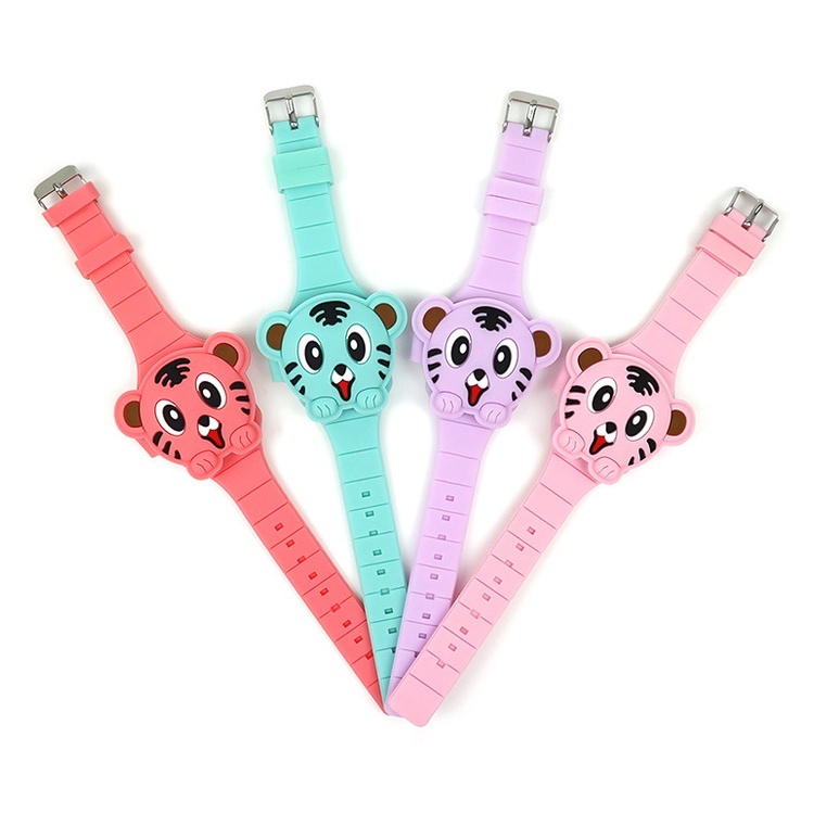 Jam Tangan Anak Desain Tiger Dengan Lampu LED Bahan Silikon