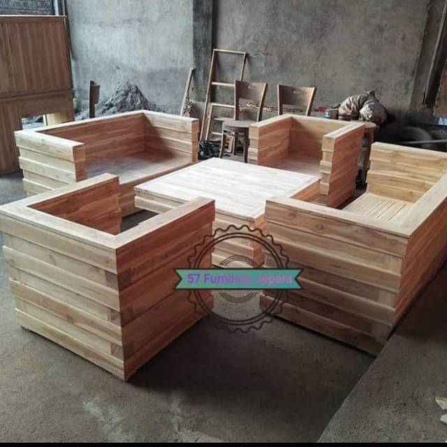 Kursi Sofa Box Mewah Terbaru  - Box Kursi Tamu - Box Kursi Modern Kayu Jati Mentahan